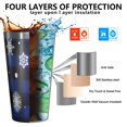 thumbnail image 3 of 16oz Tumblers Blue Christmas Snowflake Pattern Stainless Steel Vacuum Insulated Double Wall Travel Tumbler Cups Mug with Lid and Straw,Cleaning Brush for Coffee,Tea, 3 of 4