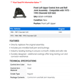 thumbnail image 2 of Front Left Upper Control Arm and Ball Joint Assembly - Compatible with 1975 - 1995 Chevy G20 GAS 1976 1977 1978 1979 1980 1981 1982 1983 1984 1985 1986 1987 1988 1989 1990 1991 1992 1993 1994, 2 of 2