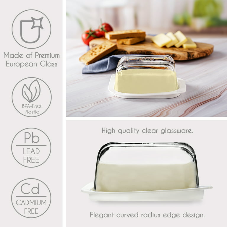 Crystal Clear Glass Butter Dishes With Covers,6.6 Length Classic 2 Piece  Design Butter Keeper,Butter Dish With Lid For Countertop Of Cream