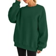 thumbnail image 2 of Chandails en Molleton Oversize pour Femmes Chandail à Capuchon en Polaire Col Rond Manches Longues Pulls Confortables Tenues de Mode Automne Vert Foncé TG, 2 of 9