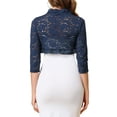thumbnail image 3 of INSPIRE CHIC Women's Elegant Ruffle Collar Front 3/4 Sleeve Lace Shrug Top, 3 of 7