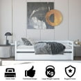 thumbnail image 6 of Giantex Twin Size Wooden Daybed with Pull-Out Trundle Bed Set Wood Guest Bed Frame Slats for Bedroom Living Room Dorm, White, 6 of 8