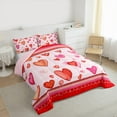 thumbnail image 3 of Feelyou Red Love Heart Bedding Comforter Set, Cartoon Watercolor Art Twin Comforter Sets, Romantic Valentines Day Reversible Bedding Set, Luxury Bedroom Decor, 2pcs, 3 of 8