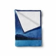 thumbnail image 2 of Lake Soft Flannel Fleece Blanket, Fantasy Midnight View with Crescent Moon in the Sky Green Shoreline with Stones, Cozy Plush for Indoor and Outdoor Use, 50" x 70", Blue Grey Green, by Ambesonne, 2 of 6