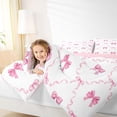 thumbnail image 3 of Erosebridal Pink Princess Bowknot Full Size Comforter Sets,Chic Ribbon Bow Bedding Sets For Kids,Reversible pink,3-Piece, 3 of 7