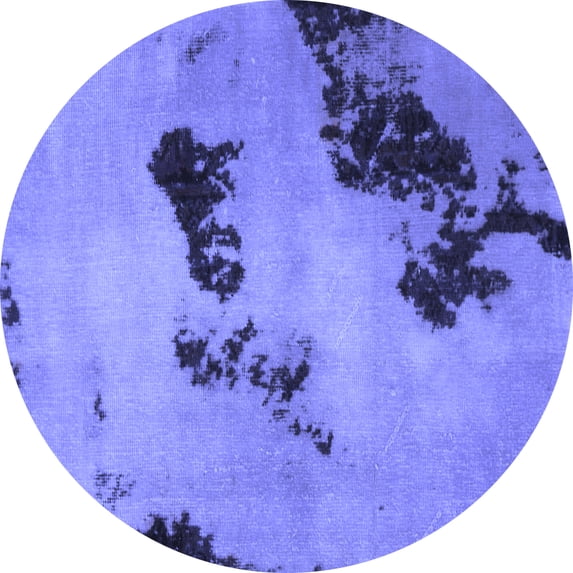Ahgly Company Indoor Round Abstract Blue Modern Area Rugs, 3' Round