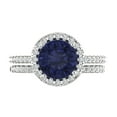 thumbnail image 2 of Clara Pucci 14K White Gold 2.52 Simulated Blue Sapphire Engraveable Engagement Ring + Wedding Band Set, 2 of 7