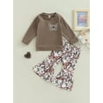 thumbnail image 3 of Toddler Baby Girl Long Pants Set Butterfly Print Long Sleeve T Shirt Tops + Flare Trousers 1T 2T 3T 4T 5T 6T Kids Casual Outfits, 3 of 10