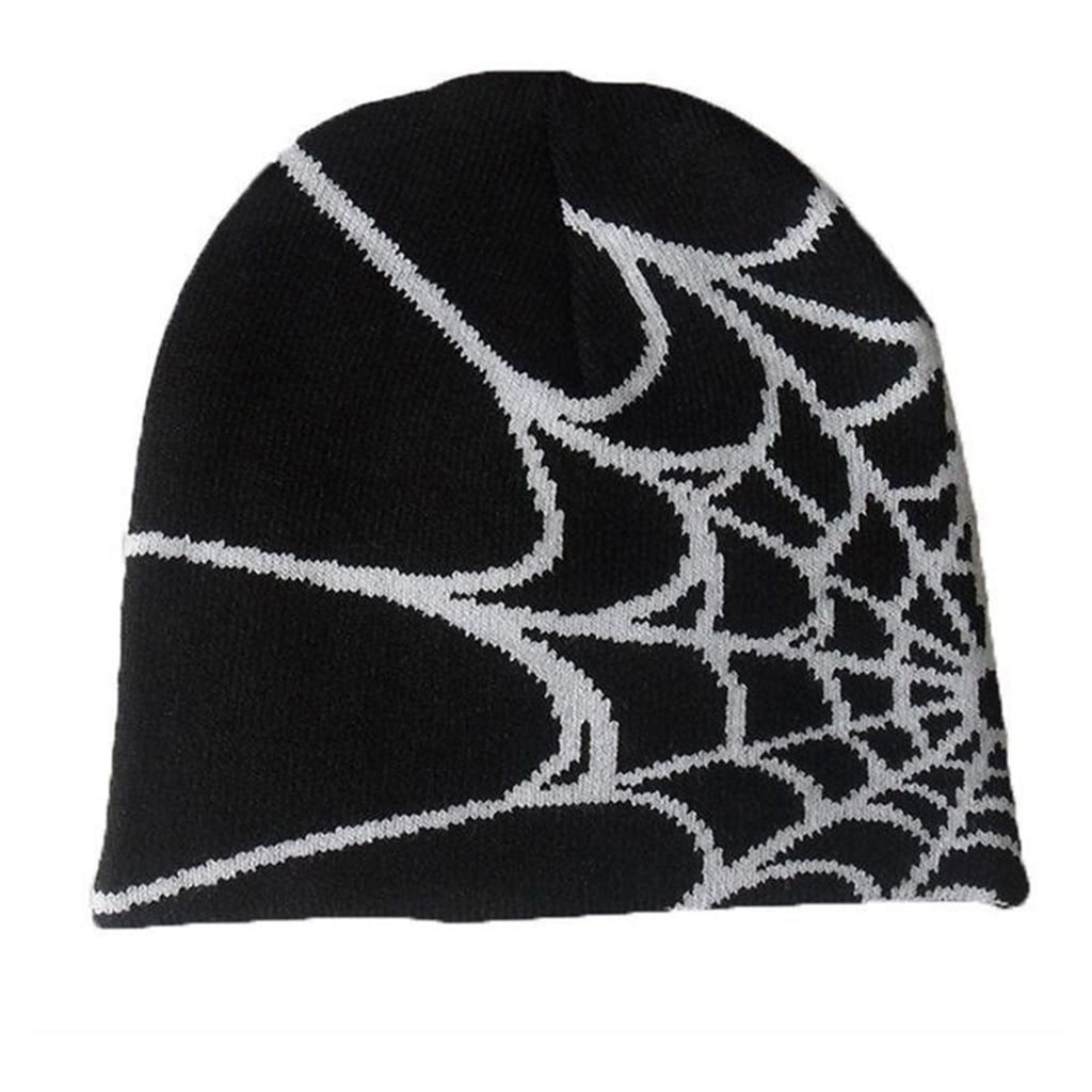 QUSENLON Y2K Beanie Spider Web Hat Y2k knit Beanie Hat Skullies Beanie  Spider Web Beanie Hat Baggy Slouchy Beanie Skull Hat