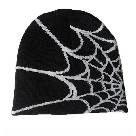 QUSENLON Y2K Beanie Spider Web Hat Y2k knit Beanie Hat Skullies Beanie Spider Web Beanie Hat Baggy Slouchy Beanie Skull Hat