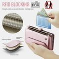 thumbnail image 6 of for iPhone X/XS Full Body Protection Wallet Folio Flip Case, Shoulder Strap & Wristlet Card Slots Zipper Pocket RFID Blocking Rugged Durable PU Leather Phone Case Cover, Pink, 6 of 10