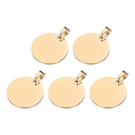 Uxcell Metal Round Tags Stamping Rose Gold Blank Dog Tags 1.18Inch Circle DIY Engraving Blank Tags 5Pcs for Pet ID Tags