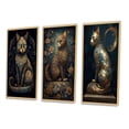 thumbnail image 3 of Designart "Glamorous Gold Cat Retro Blue" Animals Cat Framed Wall Art Set Of 3 - Blue Cat Frame Canvas Set For Living Room Decor, 3 of 6