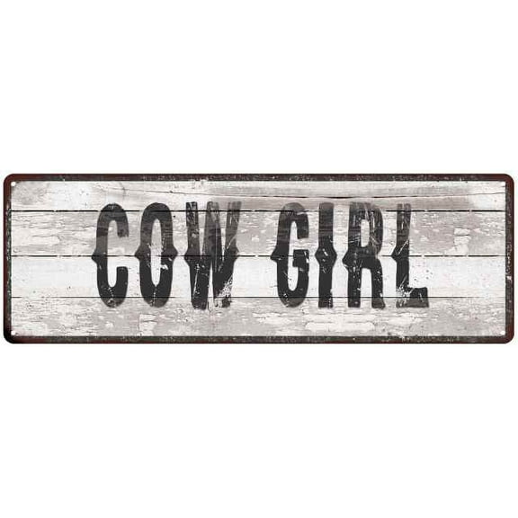 COW GIRL Ship Lap Look Country Chic 6x18 Metal Sign Wall Decor 206180044042