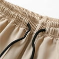 thumbnail image 4 of MIUOWANP Men's Drawstring Elastic Waist Sport Shorts with Zipper Pockets Solid Color Lightweight Breathable Wide Leg Pants Size XL(8)Khaki, 4 of 6