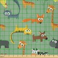 thumbnail image 2 of Ambesonne Cartoon Fabric by the Yard Microfiber, Art Zoo Animals Friends, 2 Yards, Jade Green Multicolor, 2 of 2