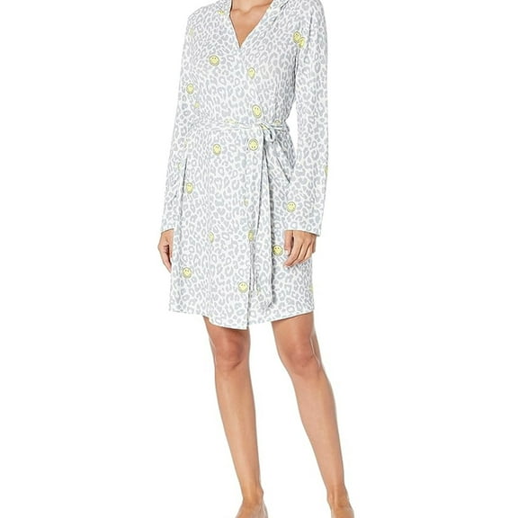 P.J. Salvage Womens Smiley Faces Robe, Off White, Medium