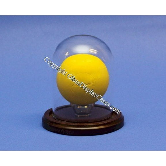 Lacrosse Ball Personalized Glass Display Case Round Dome - Custom Stand - Walnut Finish Wood Base and Free Engraving