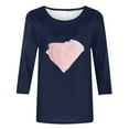 thumbnail image 5 of Penkiiy Valentines Day Shirts Women Cute Heart Shirt Casual Valentines Shirts for Women Long Sleeve Graphic Tees Tops L Navy, 5 of 5