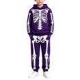 thumbnail image 4 of HAYIMI Boys Girls Halloween Skeleton Printed 2 Piece Outfit Set, Long Sleeve Hooded Sweatshirt with Graphic Joggers Pants, Kids Holiday Loungewear Tracksuit Clothes Sets, 4 of 9