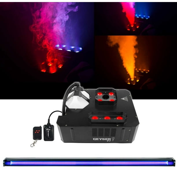 Chauvet DJ GEYSER P7 DMX Fog Machine Fogger, RGBA+UV LED+48" Black Light Strip