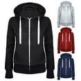 thumbnail image 2 of Hevirgo Sweatshirt Casual Warm Cotton Solid Color Long Sleeve Hoodie Sweatshirt for Women, 2 of 3