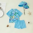 thumbnail image 2 of Gubotare Swimsuit Toddler Boy Boys' Rash Guard Set - 2 Piece Sun Protection Swim Shirt and Bathing Suit (Sky Blue,6-12 Months), 2 of 9