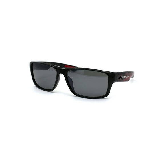 Xloop Boys Kid Size 80s Pop Print Squared Sport Plastic Sunglasses Black Red Black