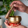 thumbnail image 4 of Tibetan Singing Bowl Set - Easy To Play for Beginners - Authentic Handcrafted Mindfulness Sound Bowl Meditation Holistic Sound 7 Chakra Healing Gift by Himalayan Bazaar (3.2 Inch, Gold), 4 of 6