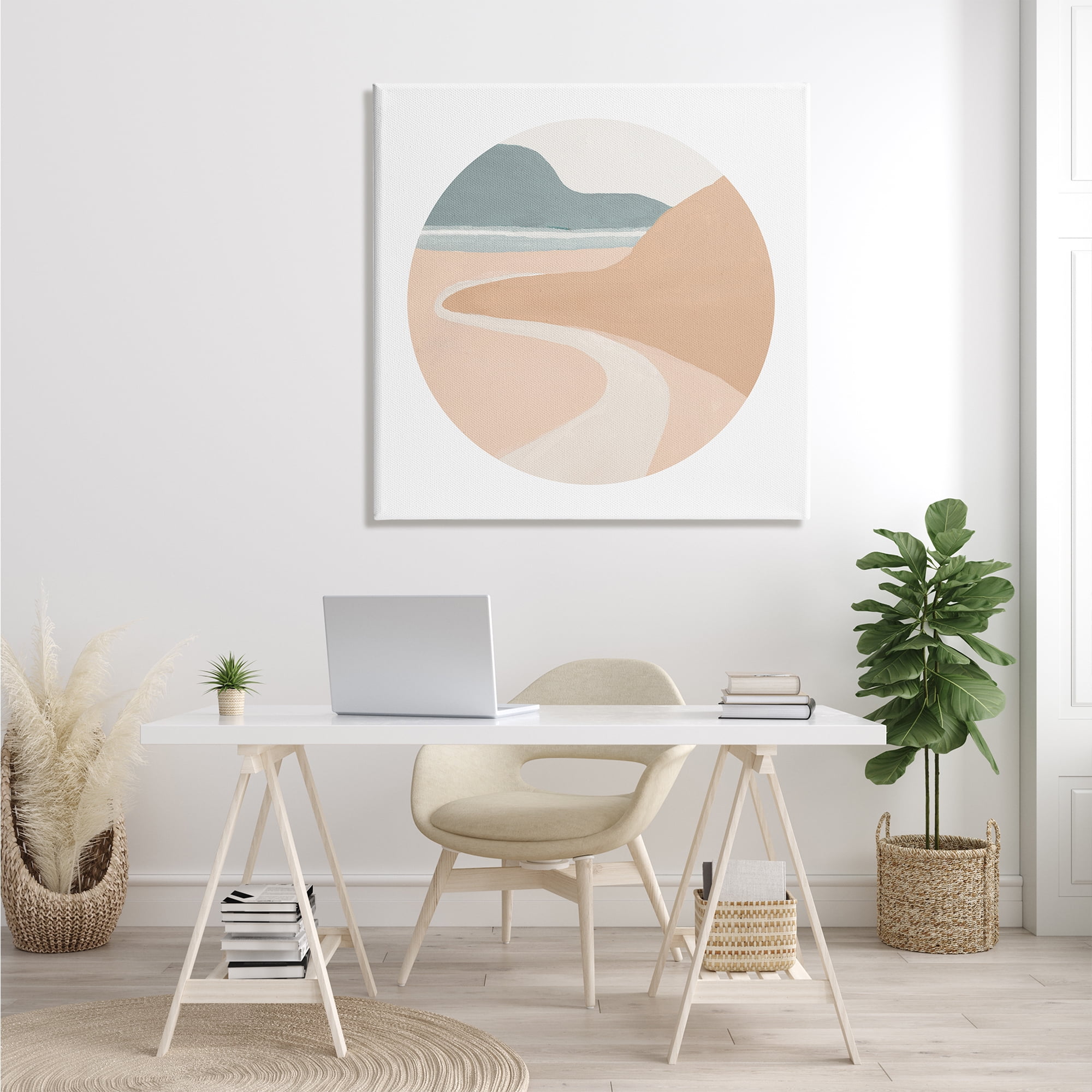 Stupell Industries Abstract Southwestern Coastal Path Landscape Tan Blue Rustic Painting Gallery-Wrapped Canvas Print Wall Art, 36 x 36, Design by Patricia Pinto