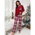 thumbnail image 7 of MecTo Pajamas Set for Women Casual Long Sleeve Plaid Crew Neck Sleepwear with Chest Pocket Sleepwear Loungewear,PJ Set 2 Piece (Women's), 7 of 7