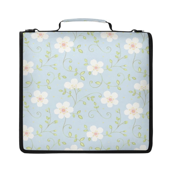 Zipper Binder with Shoulder Strap 2 inch 3 Ring Waterproof File Folder Organizer Bag 500 Sheet Soft Floral Decorative Pattern