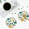 thumbnail image 4 of Yiaed Dinosaurs and Tropical Leaves Print Leather Coasters for Drinks - Cup Coasters Coffee Table Kitchen Table Bar, Home & Office Gifts Handmade Drink Coasters-Round Shape, 4 of 6