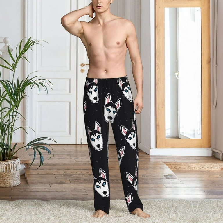 Mens Pajama Pants Bottoms with Pockets Soft Comfort Sleep Pants for Men Cute Cartoon Husky Funny Mens Pj Pants Lounge Pants Walmart