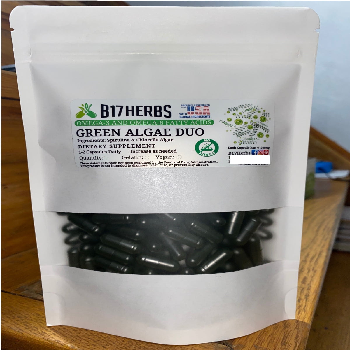 Pure Spirulina & Chlorella Capsules Superfood Nutrition Algae Chlorophyll Herbs