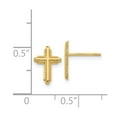 thumbnail image 3 of Real 14kt Yellow Gold Polished Cross Post Earrings; for Adults and Teens; for Women and Men, 3 of 3