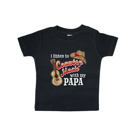 

Inktastic I Listen to Country Music with my Papa with Guitar and Hat Gift Baby Boy or Baby Girl T-Shirt