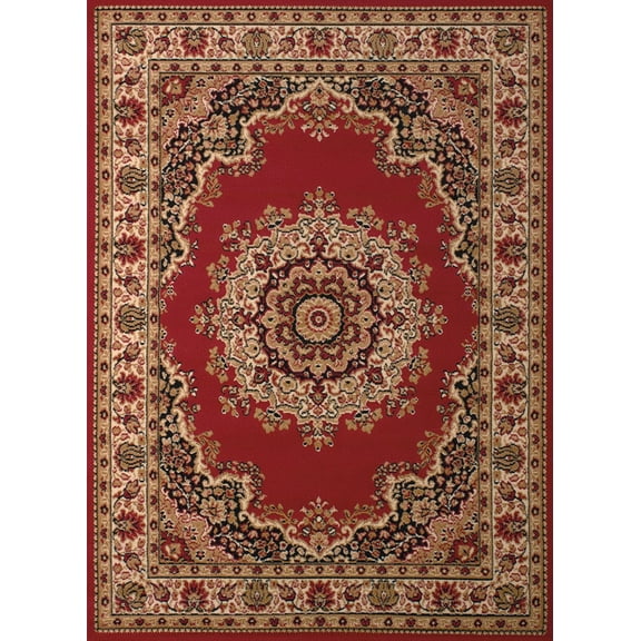 United Weavers Dallas Area Rug 851-10130 Floral Kirman Red Bordered Circles 2' 3" x 7' 2" Rectangle