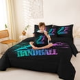thumbnail image 3 of Castle Fairy Sport Handball Twin Bedding 7-Piece, Gradient Graffiti Splash Bedding Comforter Set, Black Teal Pink,Black Reversible, 3 of 7