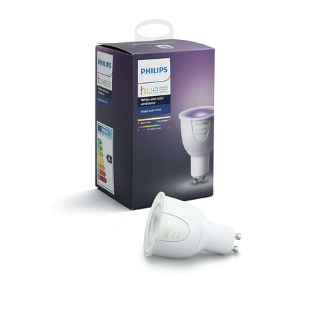 Philips Hue White and Color Ambiance GU10 Smart Light Bulb, 60W LED,