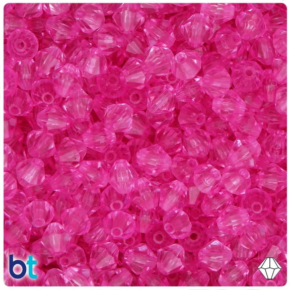 BeadTin Pink Transparent 8mm Faceted Bicone Acrylic Beads (200pcs)