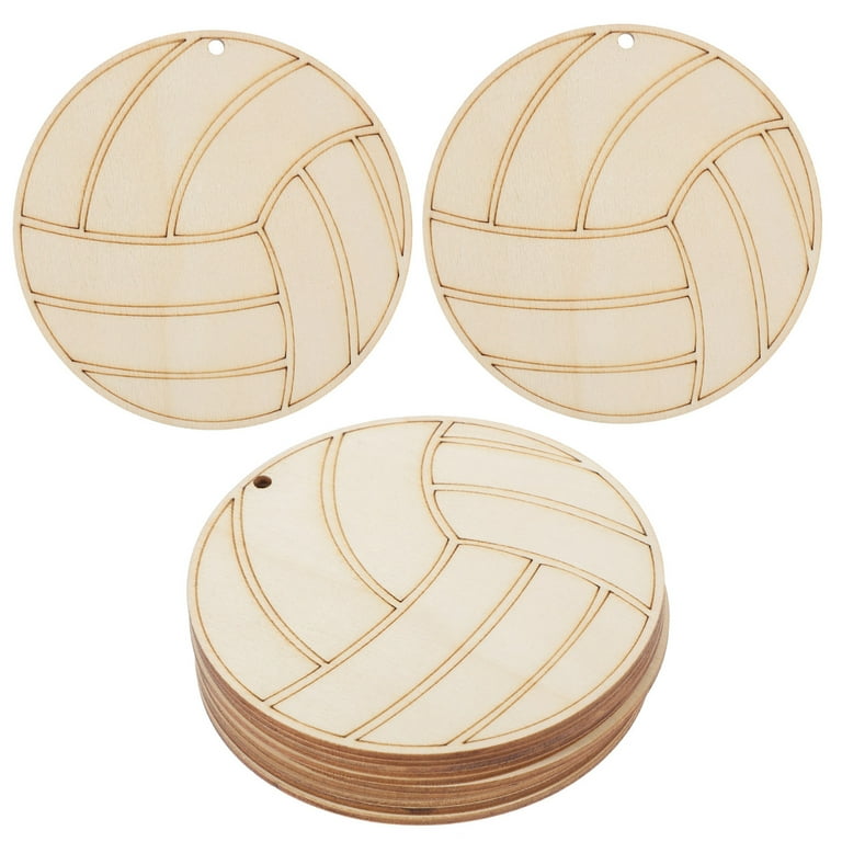10 Pcs Floating Basketball Pool Game Painted Volleyball Wood Chips