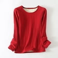 thumbnail image 2 of FAIWAD Women's Fleece Tunic Tops Long Sleeve Round Neck Stretch Ribbed Pullover Bottoming Tops, 2 of 6