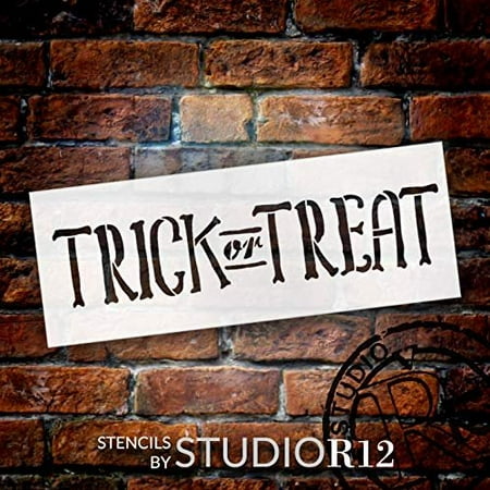 Trick or Treat Stencil by StudioR12 | Reusable Mylar Template | Use to Paint Wood Signs - Pallets - DIY Fall & Halloween Decor - Select Size (17