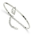 thumbnail image 1 of Diamond2Deal 925 Sterling Silver Rhod-plated Lock Charm up to 7.5inch Chain Bangle for Women, 1 of 4