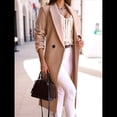 thumbnail image 4 of Abrigos Largos de Lana para Mujer, Gabardina, Blazer Cruzado, Abrigo, Otoño e Invierno Caqui L, 4 of 7