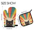 thumbnail image 2 of Yayeee Oven Mitts and Pot Holder Set of 2 Heat Resistant Kitchen Gloves Baking Hot Pad, Colorful Black Cat, 2 of 5