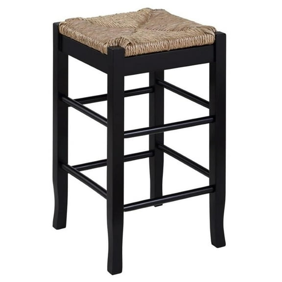 Bowery Hill 24.5" Square Backless Farmhouse Wood Counter Stool in Black