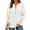 White, variant on Womens Puff Long Sleeve Henley Shirts Trendy Casual V Neck Button Up Tunic Tops Loose Fit Basic Tees