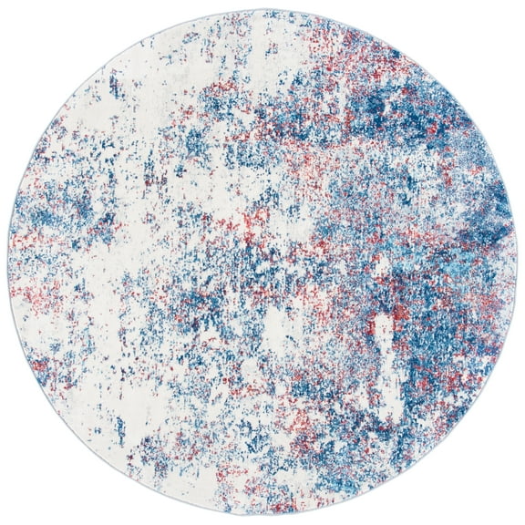SAFAVIEH Brentwood Ainslee Abstract Area Rug, Navy/Red, 6'7" x 6'7" Round